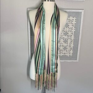 Talbots striped silk scarf with fringe New with Tags